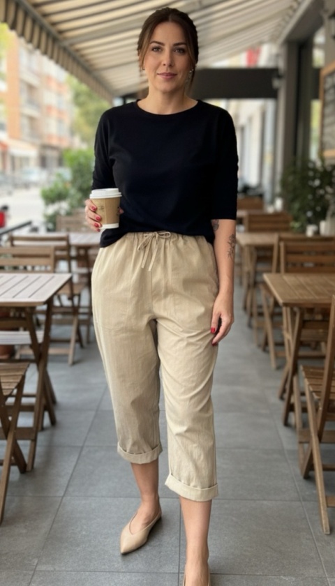 Spodnie troczek Wendy Trendy - Beżowe