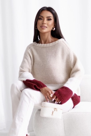 Sweter moher premium Madame Sue – miękki, ciepły, kolorowe pasy