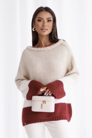 Sweter moher premium Madame Sue – miękki, ciepły, kolorowe pasy