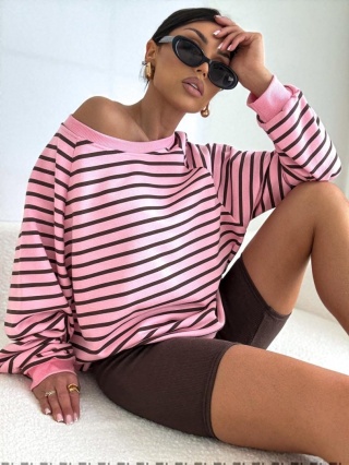 Bluza Bocca – Różowa w Czarne Paski
