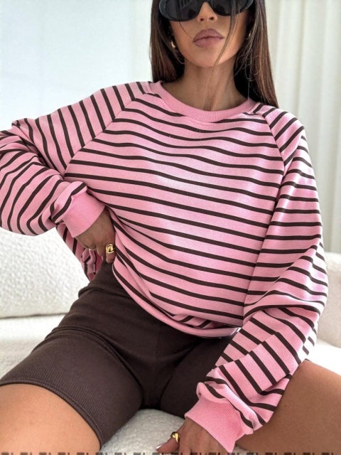 Bluza Bocca – Różowa w Czarne Paski Bluza Bocca – Różowa w Czarne Paski