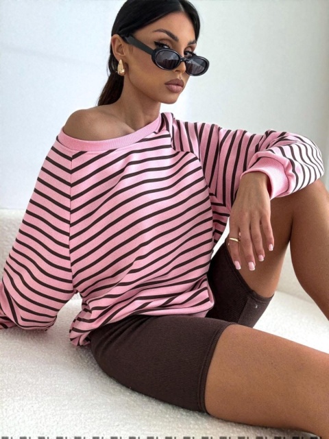 Bluza Bocca – Różowa w Czarne Paski Bluza Bocca – Różowa w Czarne Paski