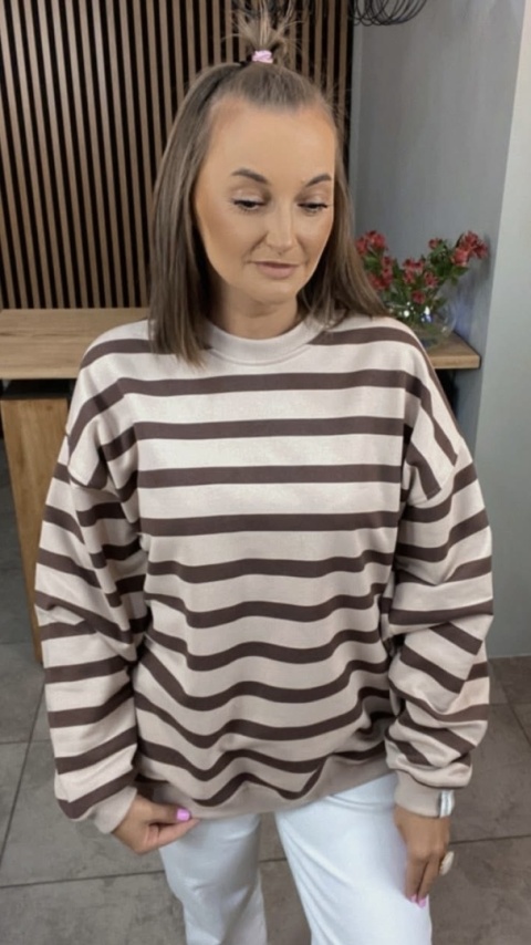 Bluza Oversize w paski Lenoshka Czekolada Bluza Oversize w paski Lenoshka Czekolada