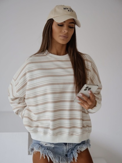 Bluza w paski Tekla beżowe Lenoshka