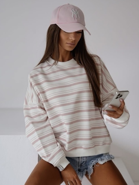 Bluza w paski Tekla pudrowe Lenoshka Bluza w paski Tekla pudrowe Lenoshka