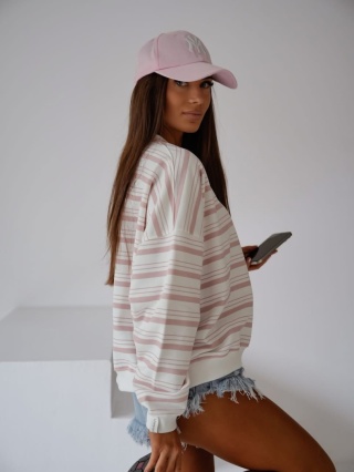 Bluza w paski Tekla pudrowe Lenoshka