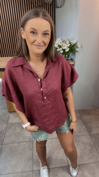 Bluzka Miho’s – 100% Len Burgund