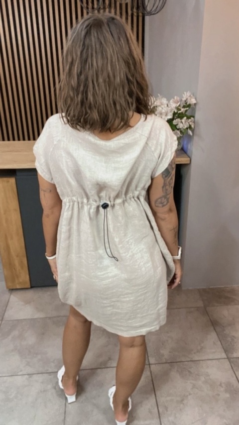 Sukienka Wendy Trendy 100% Len z Regulacją Beżowa