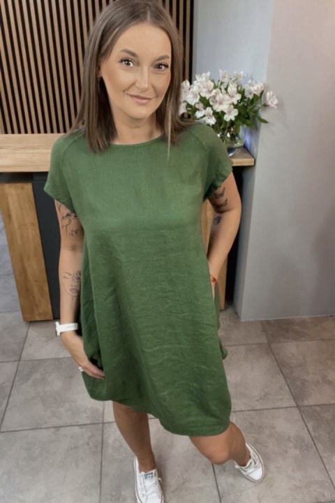 Sukienka Wendy Trendy 100% Len z Regulacją Zielona Sukienka Wendy Trendy 100% Len z Regulacją Zielona