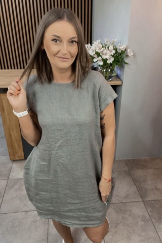 Sukienka Wendy Trendy 100% Len z Regulacją Fango
