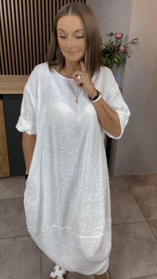 Sukienka Wendy Trendy – 100% len Biała
