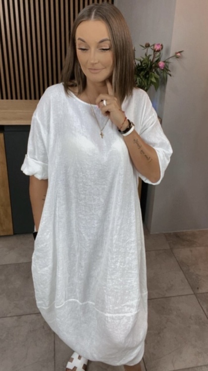 Sukienka Wendy Trendy - 100% len Biała