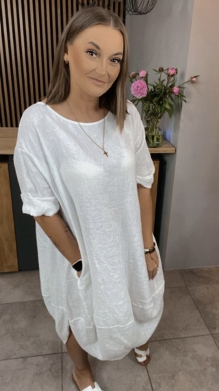Sukienka Wendy Trendy – 100% len Biała