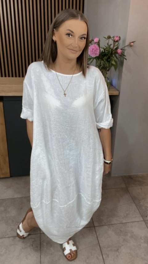 Sukienka Wendy Trendy – 100% len Biała Sukienka Wendy Trendy – 100% len Biała