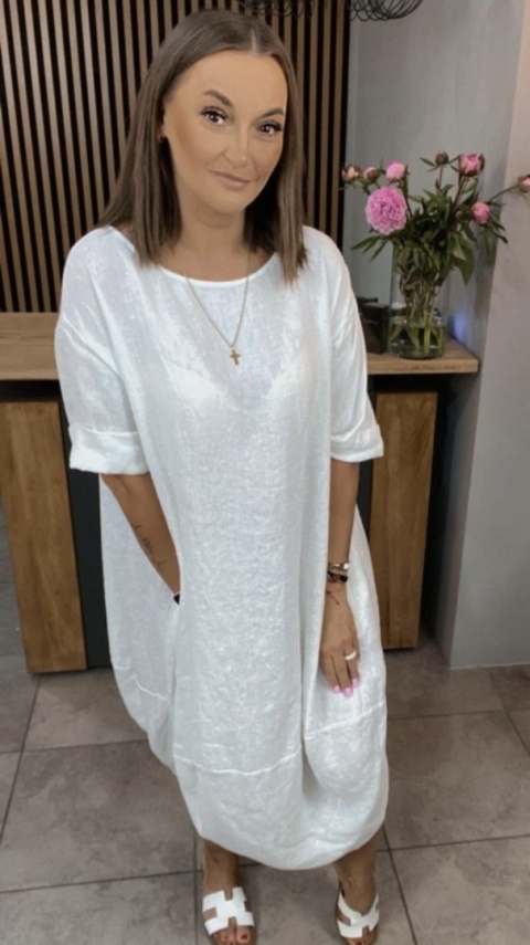 Sukienka Wendy Trendy – 100% len Biała Sukienka Wendy Trendy – 100% len Biała