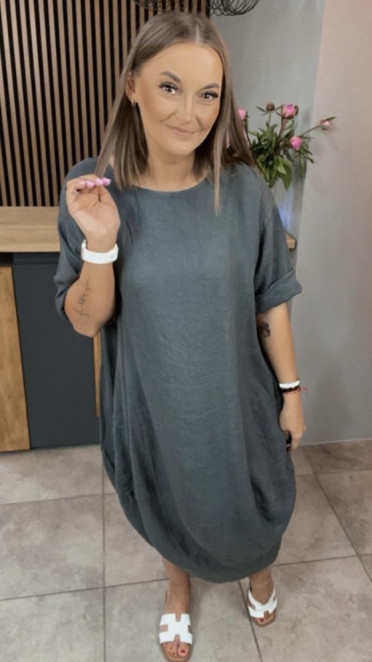 Sukienka Wendy Trendy - 100% len Grafit
