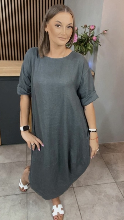 Sukienka Wendy Trendy – 100% len Grafit Sukienka Wendy Trendy – 100% len Grafit