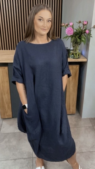 Sukienka Wendy Trendy – 100% len Granatowa