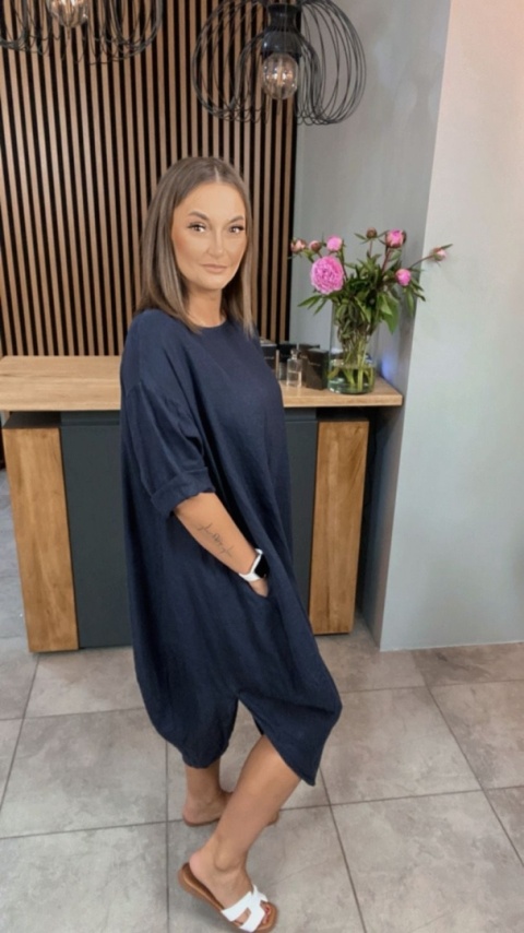 Sukienka Wendy Trendy – 100% len Granatowa Sukienka Wendy Trendy – 100% len Granatowa