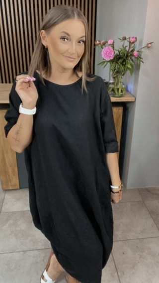 Sukienka Wendy Trendy – 100% len Czarna