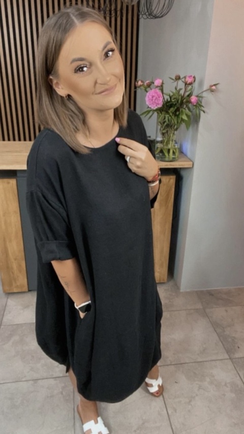Sukienka Wendy Trendy – 100% len Czarna Sukienka Wendy Trendy – 100% len Czarna