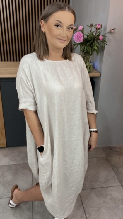 Sukienka Wendy Trendy - 100% len Beżowa