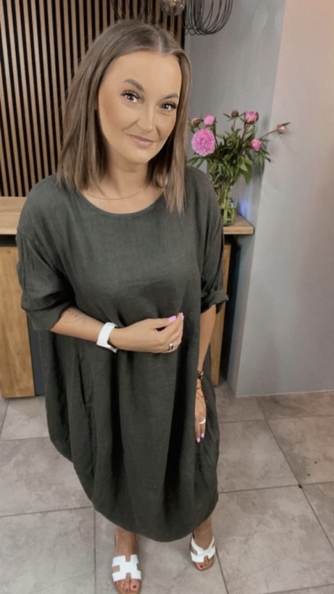 Sukienka Wendy Trendy – 100% len Khaki Sukienka Wendy Trendy – 100% len Khaki