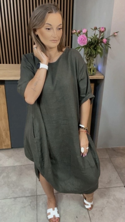Sukienka Wendy Trendy – 100% len Khaki Sukienka Wendy Trendy – 100% len Khaki