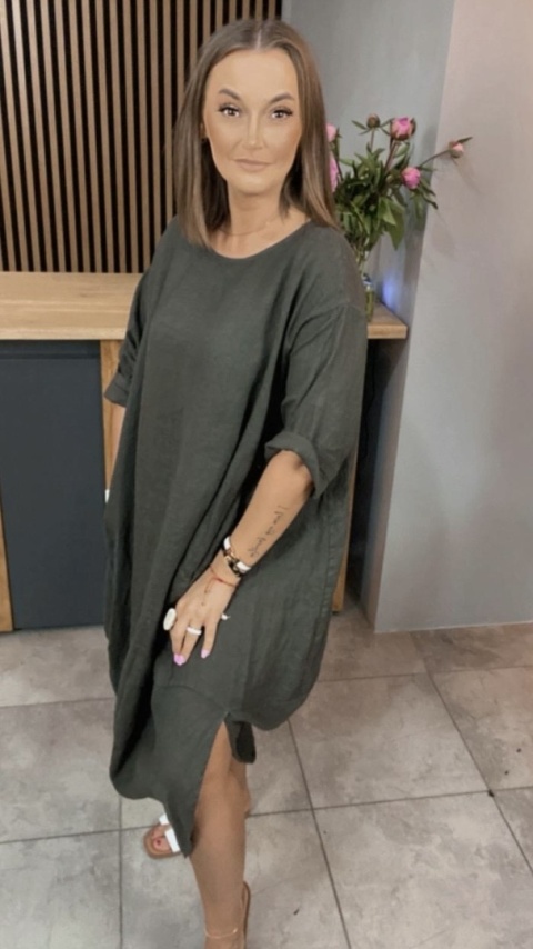 Sukienka Wendy Trendy – 100% len Khaki Sukienka Wendy Trendy – 100% len Khaki