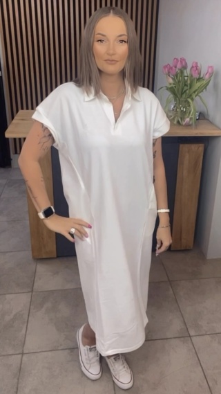 Sukienka Wiya z tkaniny typu Lacosta White