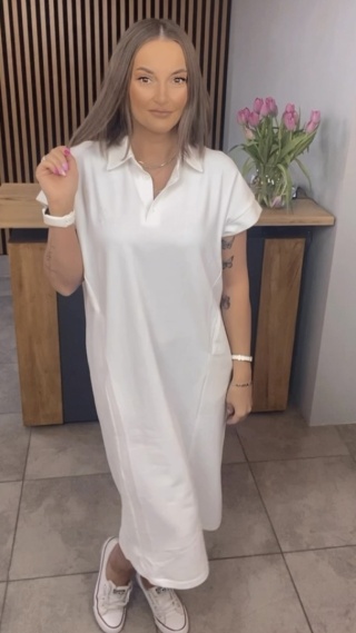 Sukienka Wiya z tkaniny typu Lacosta White