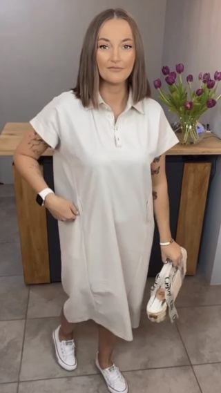 Sukienka Wiya z tkaniny typu Lacosta Beige