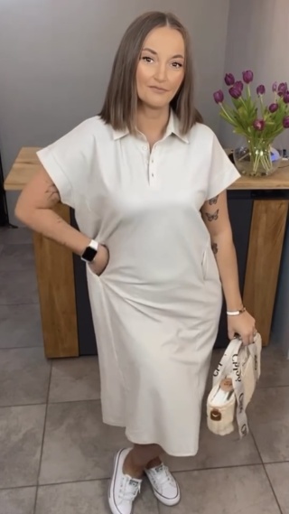 Sukienka Wiya z tkaniny typu Lacosta Beige