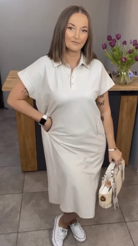 Sukienka Wiya z tkaniny typu Lacosta Beige Sukienka Wiya z tkaniny typu Lacosta Beige