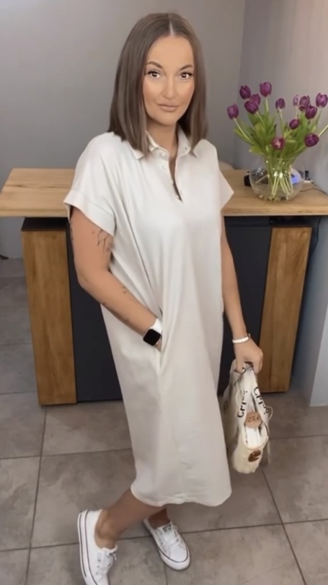 Sukienka Wiya z tkaniny typu Lacosta Beige Sukienka Wiya z tkaniny typu Lacosta Beige