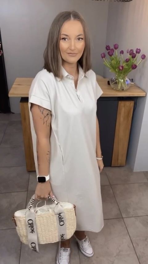 Sukienka Wiya z tkaniny typu Lacosta Beige Sukienka Wiya z tkaniny typu Lacosta Beige