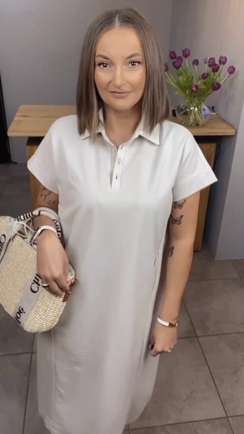 Sukienka Wiya z tkaniny typu Lacosta Beige Sukienka Wiya z tkaniny typu Lacosta Beige