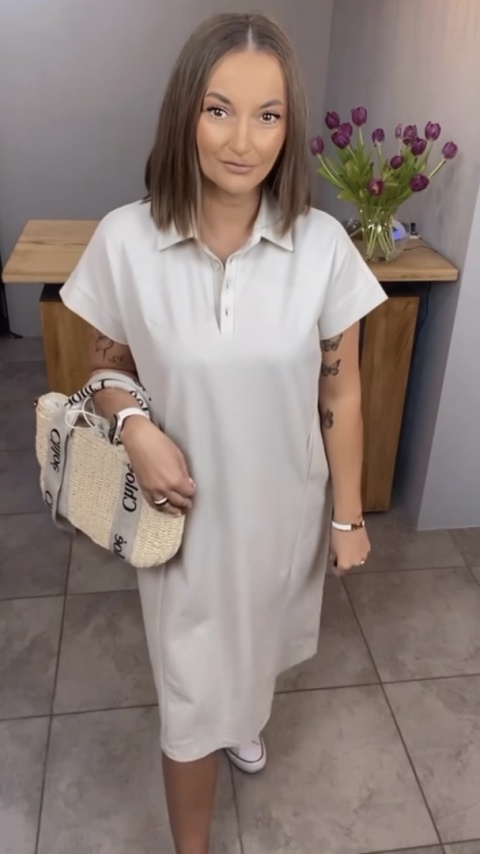 Sukienka Wiya z tkaniny typu Lacosta Beige Sukienka Wiya z tkaniny typu Lacosta Beige