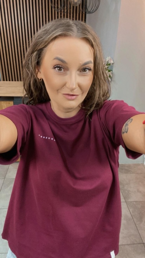 T-shirt Klasyczny Basic Lenoshka Bordowy