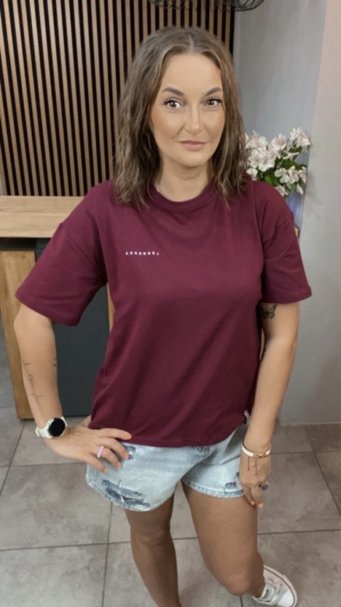 T-shirt Klasyczny Basic Lenoshka Bordowy