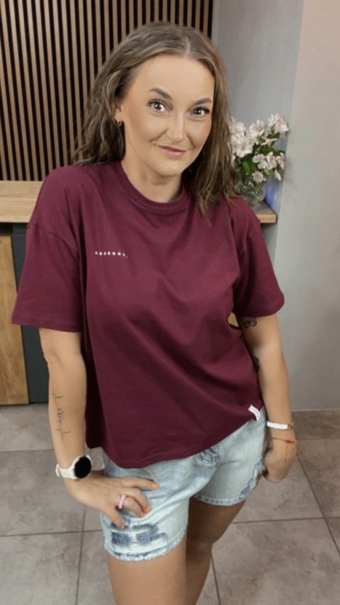 T-shirt Klasyczny Basic Lenoshka Bordowy