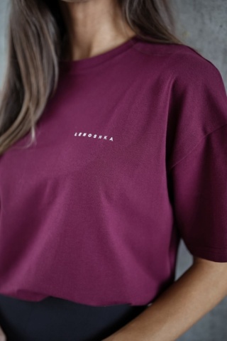 T-shirt Klasyczny Basic Lenoshka Bordowy