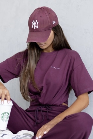T-shirt Klasyczny Basic Lenoshka Burgundowy