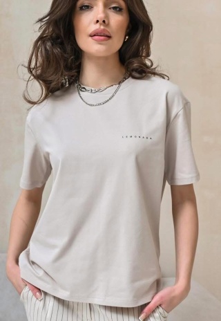 T-shirt basic LEMONADA Beżowy