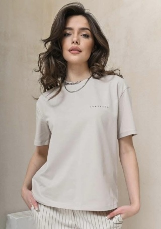 T-shirt basic LEMONADA Beżowy