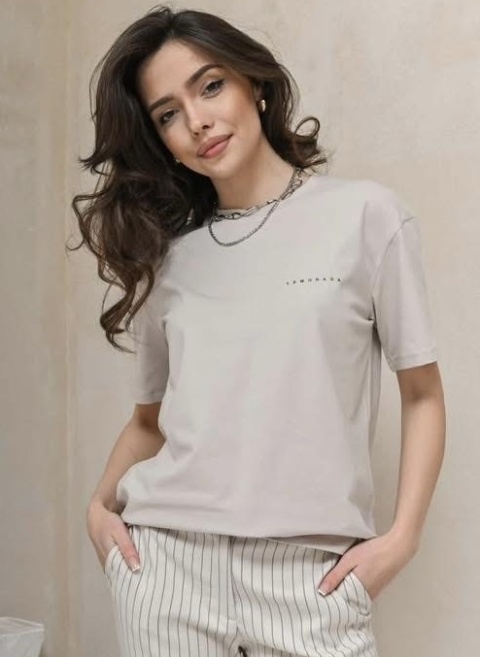 T-shirt basic LEMONADA Beżowy T-shirt basic LEMONADA Beżowy