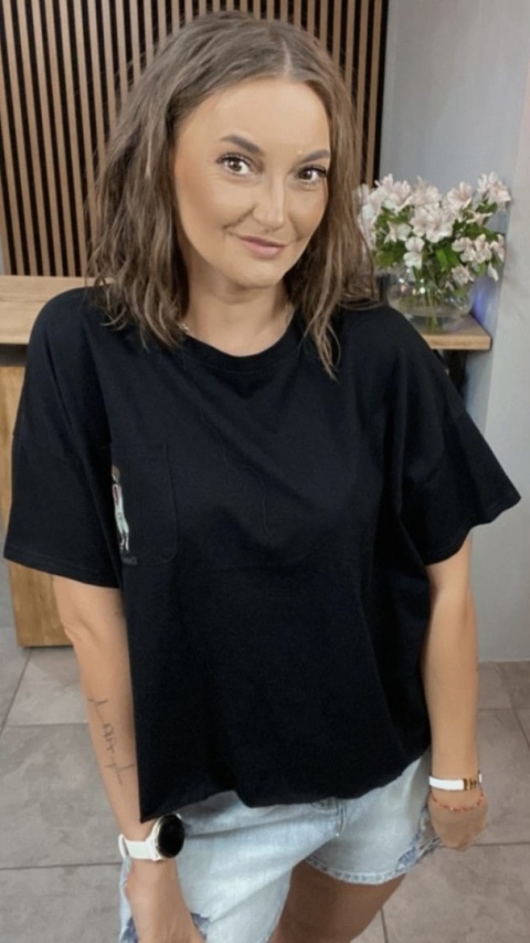 T-shirt bawełniany Feiwemokai Czarny