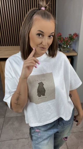 T-shirt damski „Bears are awesome” – biały oversize