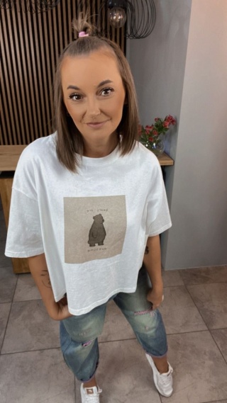 T-shirt damski „Bears are awesome” – biały oversize