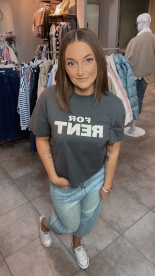 T-shirt damski “FOR RENT” – Grafit